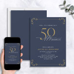 Surprise 50 & Fabulous Blue White & Guld Birthday Inbjudningar<br><div class="desc">Det är en speciell överraskning på 50-årsdagen, och det är dags att fira! Vill du kasta den bästa basen i stan? Se till att det börjar med det högsta av stil med denna kallelse till födelsedagen för 50 & Fabulous Blue White & Guld Calligraphy. Det kommer säkert att ange tonen...</div>