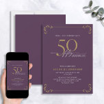 Surprise 50 & Fabulous Lila & Guld Birthday Inbjudningar<br><div class="desc">Det är en speciell överraskning på 50-årsdagen, och det är dags att fira! Vill du kasta den bästa basen i stan? Se till att den börjar med det högsta av stil med denna kallelse till födelsedagen för Lila Vita & Guld-kallelsen. Det kommer säkert att ange tonen för ett glamoröst firande....</div>