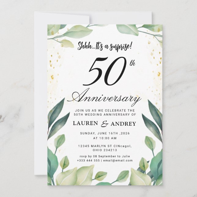 Surprise 50th Wedding Anniversary Inbjudningar (Framsida)
