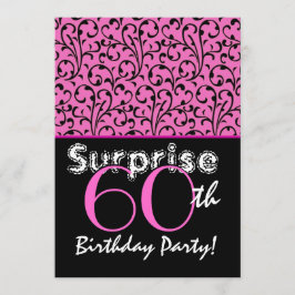 SURPRISE 60:e födelsedag Swirls med ljus Rosa Inbjudningar