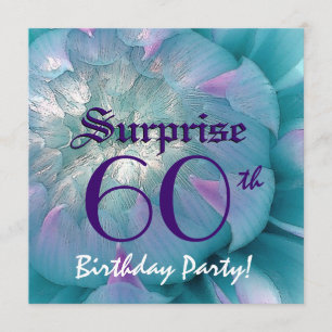 SURPRISE 60:e födelsedagen Blå och Lila Dahlia W07 Inbjudningar