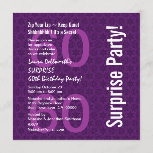 SURPRISE 60:e födelsedagen Modern Lila Star Mönste Inbjudningar