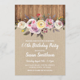 SURPRISE 60:e Födelsedagsfesten Wood Inbjudan