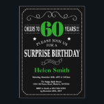 Surprise 60:e födelsedagsskåp för svart och Grönt Inbjudningar<br><div class="desc">Surfa 60:e födelsedagsinbjudan Svart och Grönt Typografi. Chalkboard. Svarta och vita bakgrunden. Vuxen födelsedag. Manliga Manar eller Kvinnor födelsedag. Barnpojke eller Dam Tonåring tonårsdagen Inbjudan. 13:e 15:e 16:e 18:e 20:e 30:e 40:e 60:e 70:e 80:e 90:e 100:e. Vilken ålder som helst. Om du vill göra ytterligare anpassningar klickar du på knappen...</div>