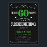 Surprise 60:e födelsedagsskåp för svart och Grönt Inbjudningar<br><div class="desc">Surfa 60:e födelsedagsinbjudan Svart och Grönt Typografi. Chalkboard. Svarta och vita bakgrunden. Vuxen födelsedag. Manliga Manar eller Kvinnor födelsedag. Barnpojke eller Dam Tonåring tonårsdagen Inbjudan. 13:e 15:e 16:e 18:e 20:e 30:e 40:e 60:e 70:e 80:e 90:e 100:e. Vilken ålder som helst. Om du vill göra ytterligare anpassningar klickar du på knappen...</div>