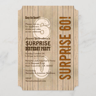 SURPRISE 60:e moderna födelsedagen, Distress Wood Inbjudningar