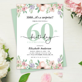 Surprise 60th Birthday Party Elegant Pastel Floral Inbjudningar