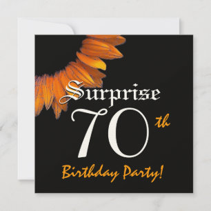 SURPRISE 70:e Födelsedagsfestens Orange Solros Inbjudningar