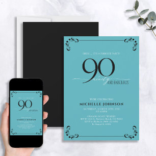 Surprise 90 & Fabulous Turcos & Black Birthday Inbjudningar