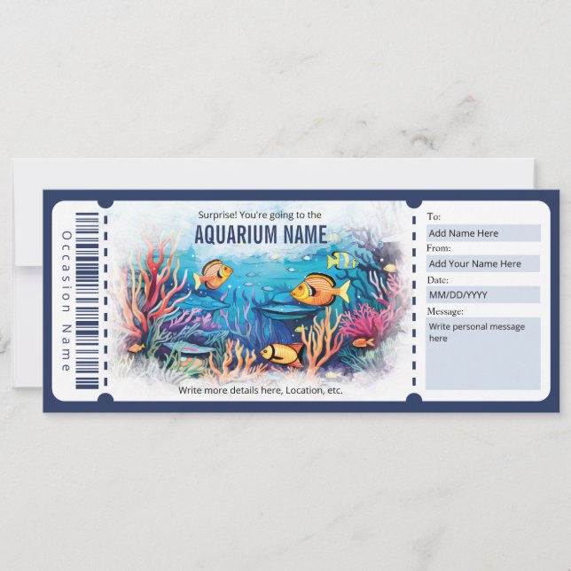 Surprise Aquarium Gift Voucher Inbjudningar (Framsida)