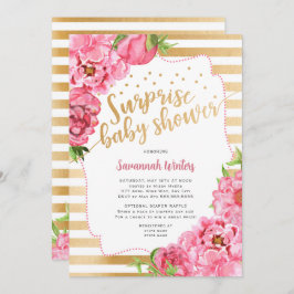 Surprise Baby Shower | rosa guld peonies Inbjudningar
