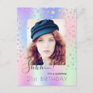 Surprise Birthday-fotorainbågsinbjudan Vykort