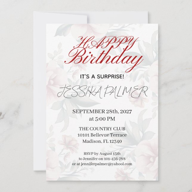 Surprise Birthday Invitation Inbjudningar (Framsida)