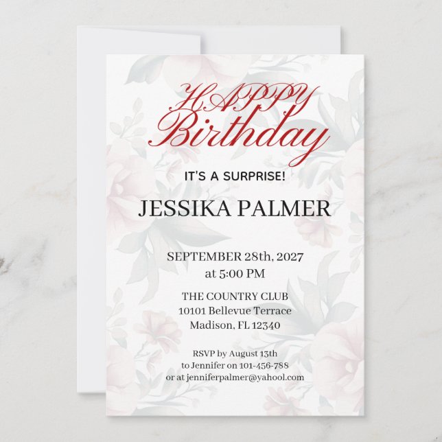 Surprise Birthday Invitation Inbjudningar (Framsida)