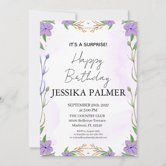 Surprise Birthday Invitation Inbjudningar (Framsida)