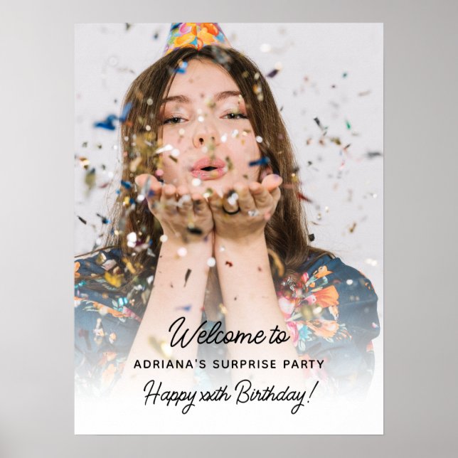 Surprise Birthday Party Photo Fun Welcome  Poster (Framsidan)