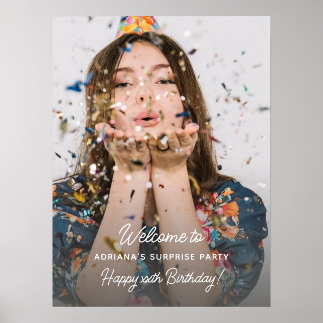 Surprise Birthday Party Photo Fun Welcome  Poster (Framsidan)