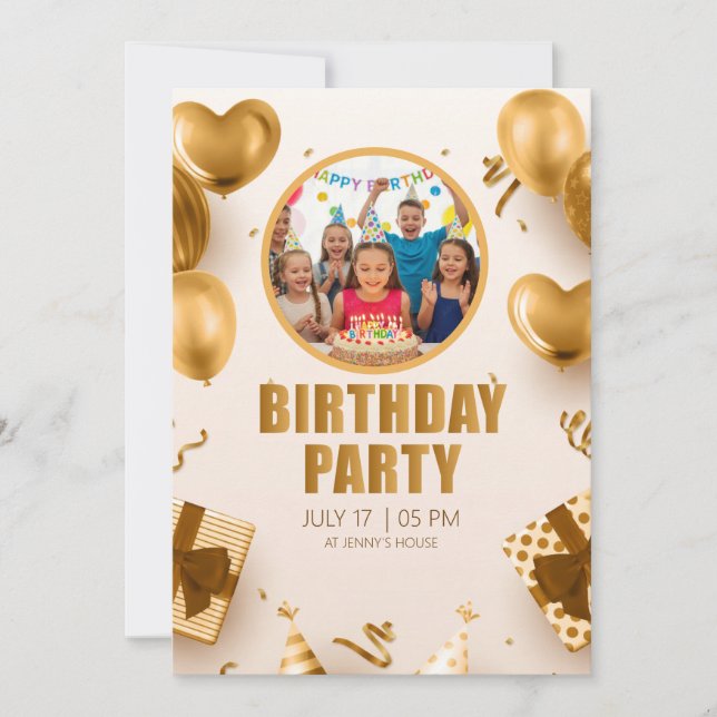 Surprise birthday party with a rose gold design inbjudningar (Framsida)