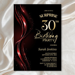 Surprise Black 30års födelsedag Party Inbjudningar
