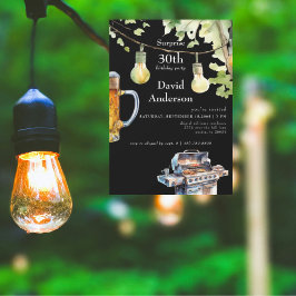 Surprise Black 30th BBQ Birthday Invitation Inbjudningar