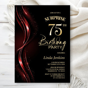 Surprise Black 75:e Födelsedagsfest Inbjudningar