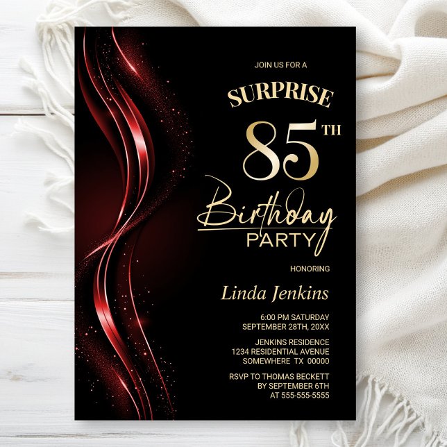 Surprise Black 85:e Födelsedagsfesten Inbjudningar (Skapare uppladdad)