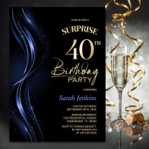 Surprise Black Blue 40 Birthday Party