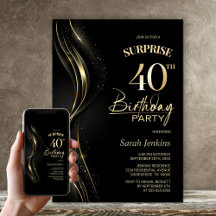 Surprise Black Guld 40:e födelsedagen Party