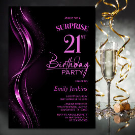 Surprise Black Rosa 21:a födelsedagen Party Inbjudningar
