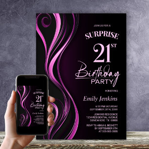 Surprise Black Rosa 21:a födelsedagen Party Inbjudningar