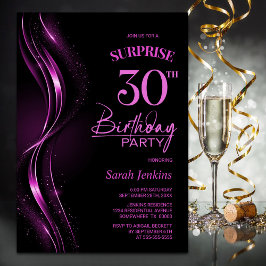 Surprise Black Rosa 30års födelsedag Party Inbjudningar