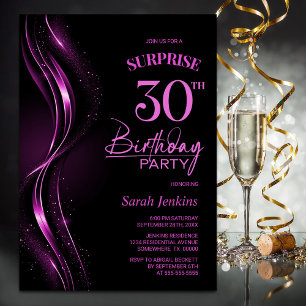 Surprise Black Rosa 30års födelsedag Party Inbjudningar