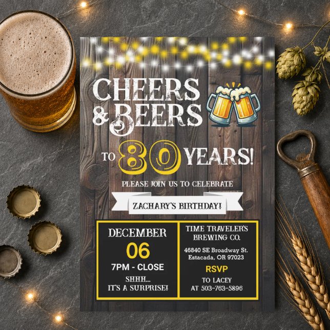 Surprise Brewery firar 80 år med Cheers och öl Inbjudningar (Skapare uppladdad)