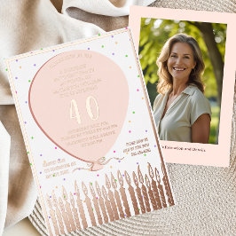 Surprise Födelsedagsfest Foil-inbjudan 40:e Rosa