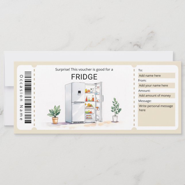Surprise Fridge Gift Certificate  Inbjudningar (Framsida)