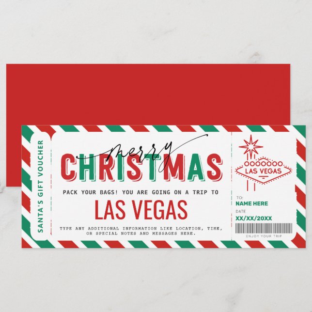 Surprise Las Vegas Resa Gift Biljett Voucher (Fram/baksida)