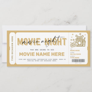 Surprise Movie Night Biljett Voucher Coupon Inbjudningar
