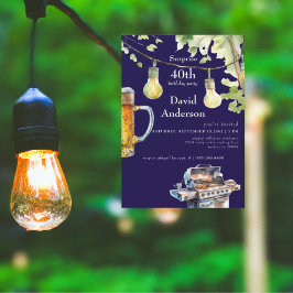 Surprise Navy 40th BBQ Birthday Invitation Inbjudningar