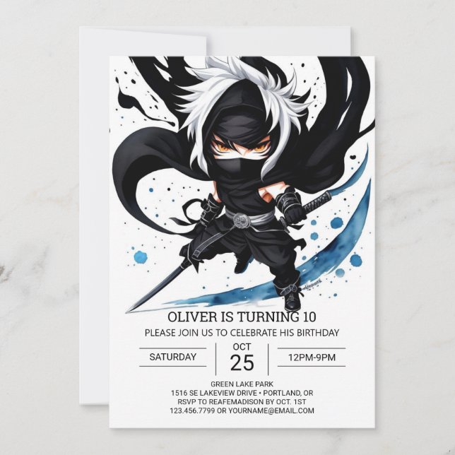 Surprise Ninja Äventyr Kids' födelsedag Inbjudningar (Framsida)