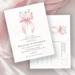 SURPRISE PARTY 21:a födelsedagen Bow Wildblomma Inbjudan Vykort<br><div class="desc">En feminin rosa coquette-buk dekoreras med små vilda blommor av rosa och lila.</div>