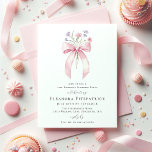 SURPRISE PARTY 21:a födelsedagen Bow Wildblomma Inbjudningar<br><div class="desc">En feminin rosa coquette-buk dekoreras med små vilda blommor av rosa och lila.</div>