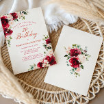 SURPRISE PARTY 21st Birthday Red Pink Floral Inbjudningar<br><div class="desc">Red roses and blush pink peonies are nestled in dark green leaves on this birthday invitation. Classic script calligraphy lets your guests know it's a milestone birthday and who the birthday celebrant is. This item is part of the Red Rose Pink Peony collection. It contains the templates you can use...</div>