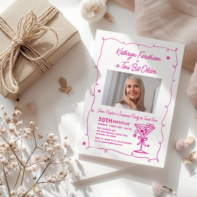 SURPRISE PARTY 50:e födelsedag Foto Martini Inbjudningar (Skapare uppladdad)