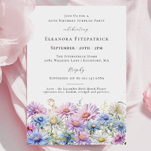 SURPRISE PARTY 60 september Bredmånaden Flower Inbjudningar
