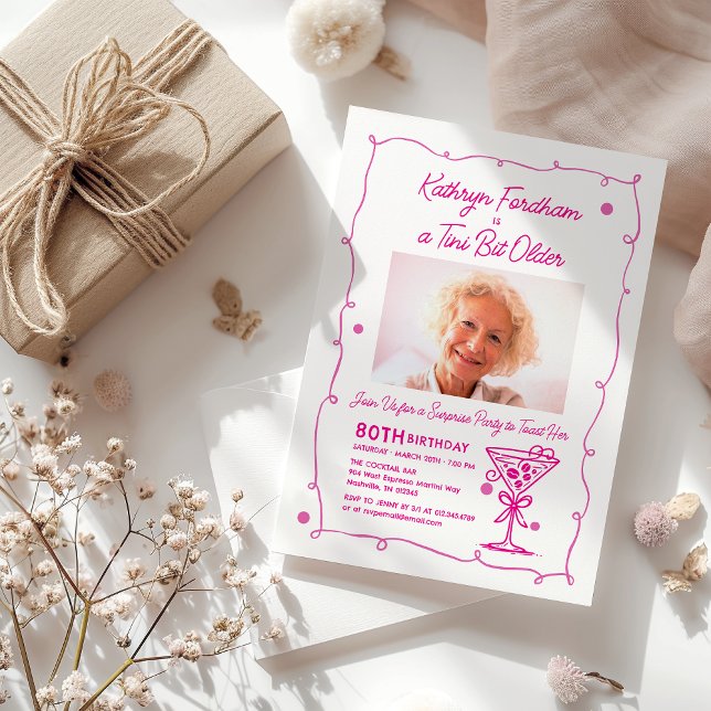 SURPRISE PARTY 80:e födelsedag Foto Martini Inbjudningar (Skapare uppladdad)