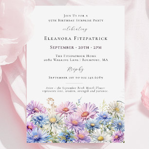 SURPRISE PARTY 95 september Birth Month Flower Inbjudningar