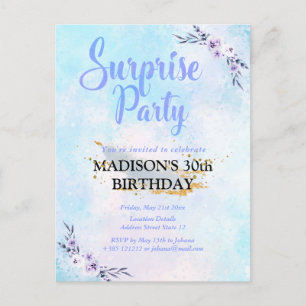 Surprise Party Watercolor Pastel Vykort