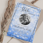 SURPRISE Photo 50th Birthday Blue Bokeh Inbjudningar<br><div class="desc">An elegant "50th Birthday" party invitation design with personalized photo,  modern typography and a bokeh lights background.</div>