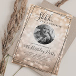 SURPRISE Photo 50th Birthday Rose Gold Bokeh Inbjudningar<br><div class="desc">An elegant "50th Birthday" party invitation design with personalized photo,  modern typography and a bokeh lights background.</div>