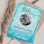 SURPRISE Photo 50th Birthday Turquoise Bokeh Inbjudningar<br><div class="desc">An elegant "50th Birthday" party invitation design with personalized photo,  modern typography and a bokeh lights background.</div>